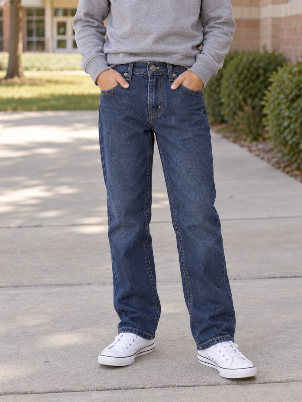 Faded Glory 14R Dark Wash Straight Leg Adjustable Waist Jeans School